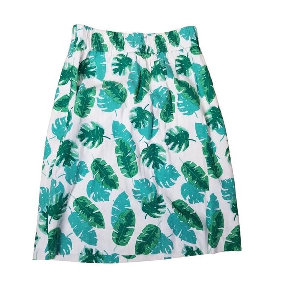 J. Crew Skirt Womens XS X-small Knee Length Green‎ Tropical Linen Blend Vacation - Picture 1 of 8